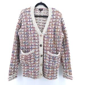 Ontwelfth Candy-Coated Colored Basket weaved Cardigan Metal Buttons Pockets M